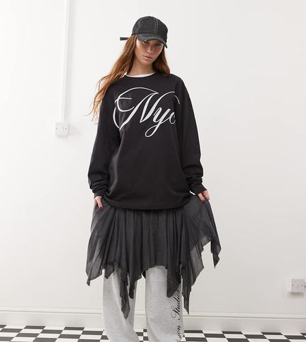 T-shirt oversize nera con ricamo - Collusion - Modalova