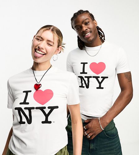 Unisex - T-shirt bianca attillata con stampa I Love NY - Collusion - Modalova