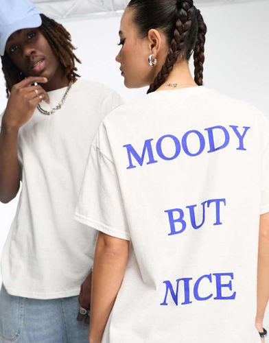 Unisex - T-shirt bianca con scritta "moody but nice" - Collusion - Modalova