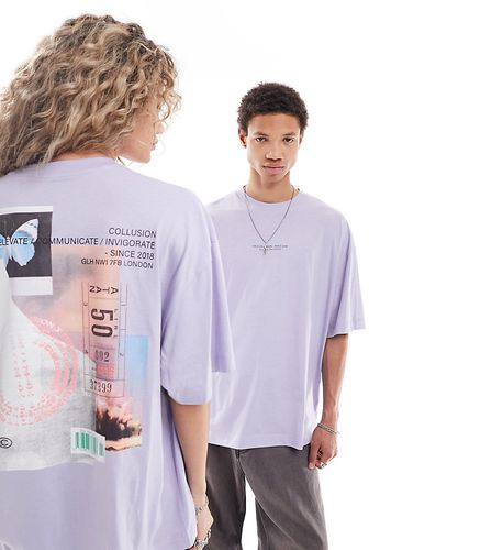 Unisex - T-shirt slavato con grafiche sul retro - Collusion - Modalova