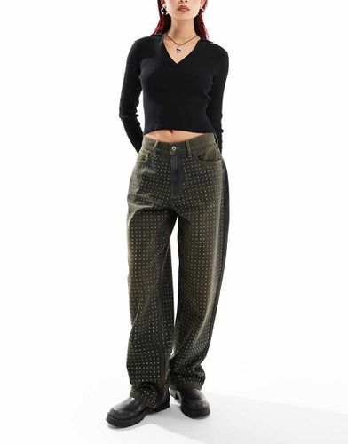 X001 - Jeans anti-fit marroni con strass - Collusion - Modalova