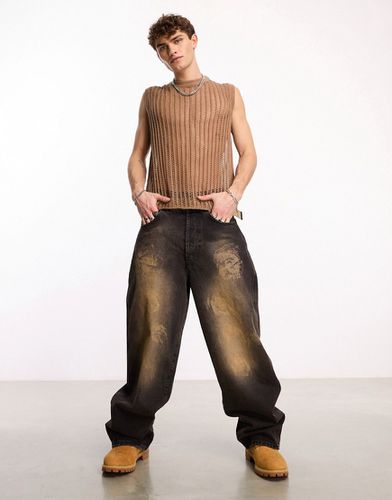 X015 - Jeans baggy a vita molto bassa lavaggio a olio - Collusion - Modalova