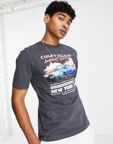 Import Nights - T-shirt grigia con stampa sul petto - Coney Island Picnic - Modalova