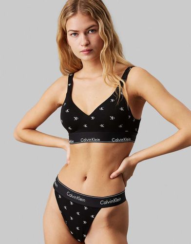 Modern Cotton - Brassière push-up nera con scollo profondo e stampa - Calvin Klein - Modalova