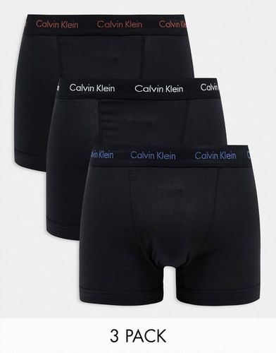 Confezione da 3 boxer aderenti neri con fascia in vita a contrasto con logo - Calvin Klein - Modalova