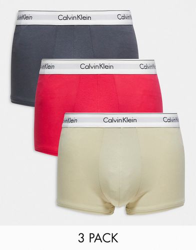 Confezione da 3 boxer aderenti rosa, grigio antracite e beige - Calvin Klein - Modalova