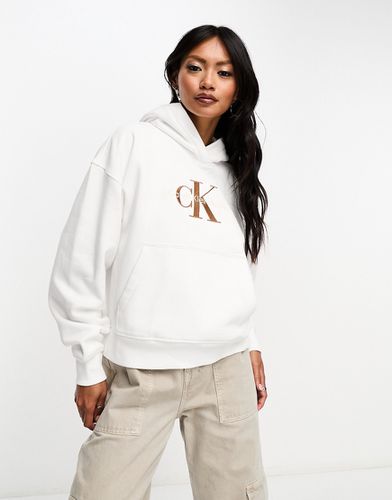 Felpa con cappuccio bianca premium con logo - Calvin Klein Jeans - Modalova