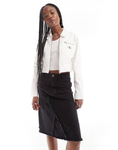 Giacca di jeans lavaggio bianco con zip - Calvin Klein Jeans - Modalova