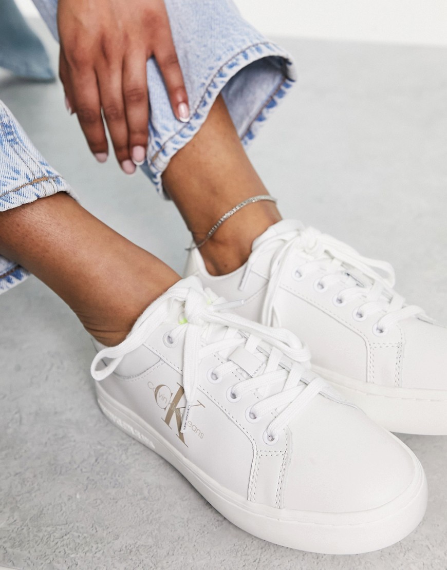 Sneakers bianche con suola cupsole e monogramma - Calvin Klein Jeans - Modalova