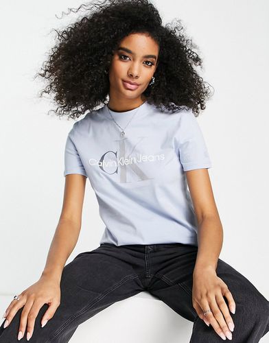 T-shirt pallido con monogramma bicolore in coordinato - Calvin Klein Jeans - Modalova