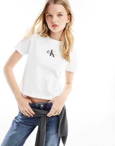 T-shirt mini bianca con monogramma del logo - Calvin Klein Jeans - Modalova