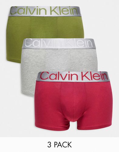 Steel - Confezione da 3 boxer aderenti verde, grigi e rosa - Calvin Klein - Modalova