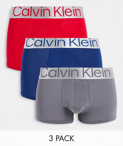 Steel - Confezione da 3 paia di boxer aderenti grigi/rossi/blu - Calvin Klein - Modalova