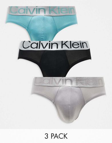 Steel - Confezione da 3 slip neri/pastello - Calvin Klein - Modalova