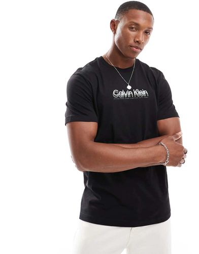 T-shirt nera con logo doppio - Calvin Klein - Modalova