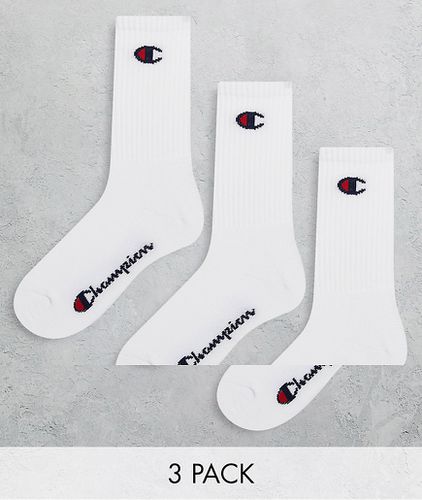Confezione da 3 paia di calzini bianchi a metà polpaccio con logo - Champion - Modalova