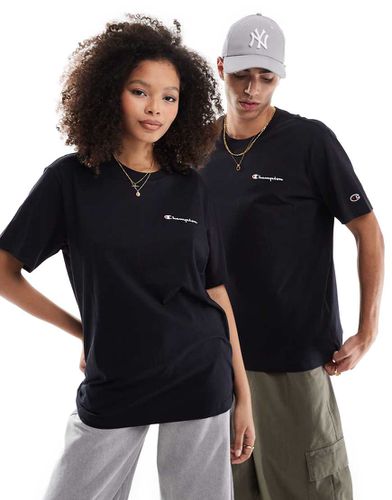 T-shirt unisex nera con logo sul petto a sinistra - Champion - Modalova