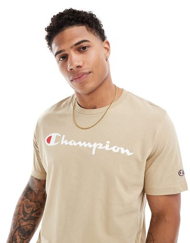 T-shirt color pietra con logo sul petto - Champion - Modalova