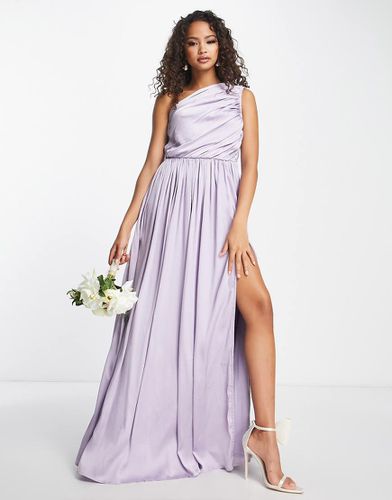 Bridesmaid - Vestito monospalla in raso lilla con spacco sulla coscia - Anaya - Modalova