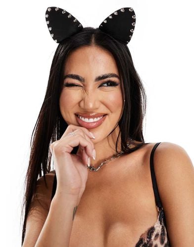 Halloween - Orecchie da gatto nere in similpelle PU con borchie - Ann Summers - Modalova