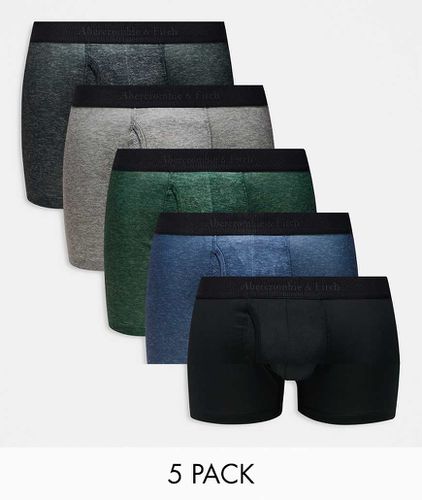 Confezione da 5 paia di boxer aderenti mélange con fascia in vita con logo - Abercrombie & Fitch - Modalova