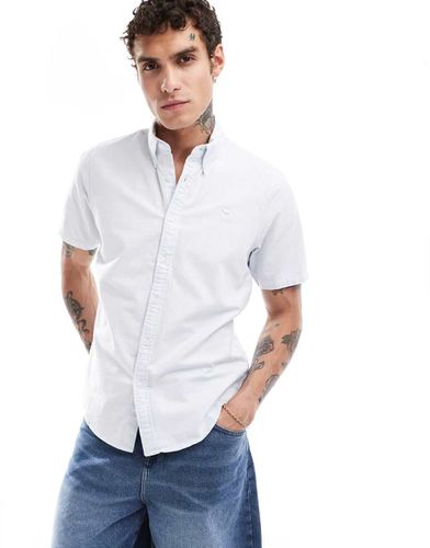 Camicia Oxford a maniche corte azzurra con logo a icona in rilievo - Abercrombie & Fitch - Modalova