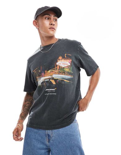 F1 Las Vegas McLaren - T-shirt grigio scuro lavaggio acido con stampa - Abercrombie & Fitch - Modalova