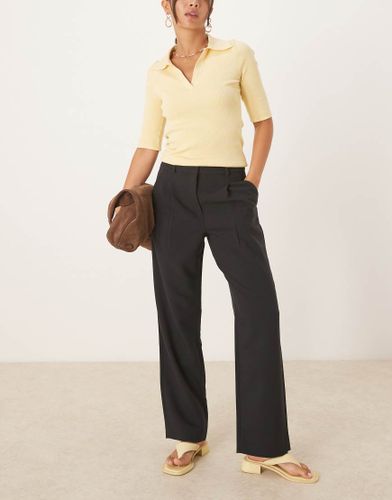 Pantalon droit à taille mi-haute en tissu d'épaisseur moyenne - Abercrombie & Fitch - Modalova