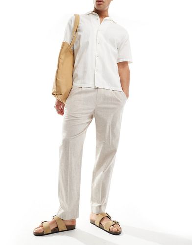 Pantaloni in misto lino ampi beige con pieghe - Abercrombie & Fitch - Modalova