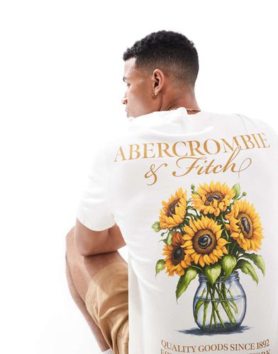 T-shirt bianca con logo e stampa di fiori sulla schiena - Abercrombie & Fitch - Modalova