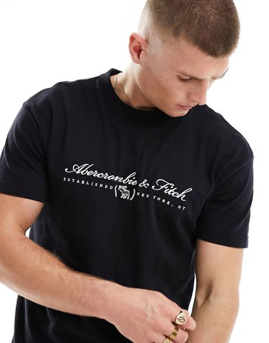 T-shirt comoda nera con scritta del logo - Abercrombie & Fitch - Modalova