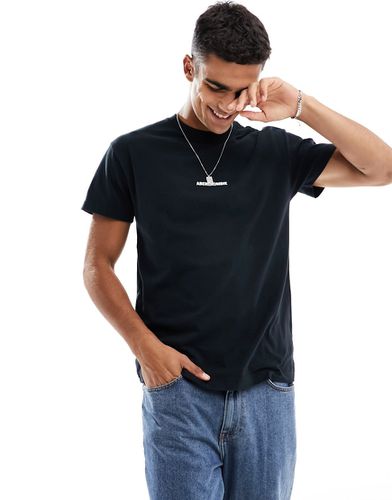 T-shirt oversize nera con stampa del logo al centro sul davanti e sul retro - Abercrombie & Fitch - Modalova