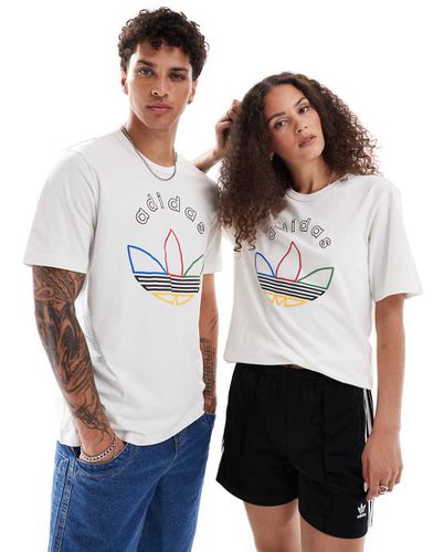 T-shirt unisex bianca con grafica di trifoglio - adidas Originals - Modalova