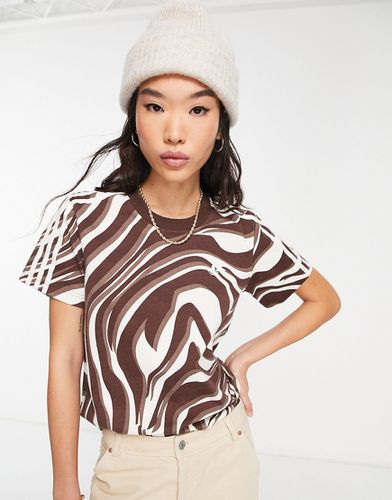 Animal Abstract - T-shirt e beige zebrata con 3 strisce - adidas Originals - Modalova