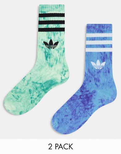 Confezione da 2 paia di calzini verdi e blu tie-dye - adidas Originals - Modalova