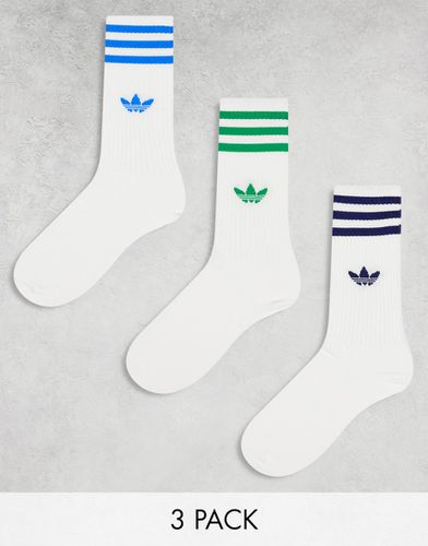 Confezione da 3 paia di calzini medi bianchi con righe blu e verdi - adidas Originals - Modalova