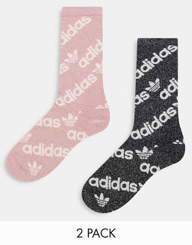 Logomania" - Confezione da 2 paia di calzini neri e rosa con logo ripetuto - adidas Originals - Modalova