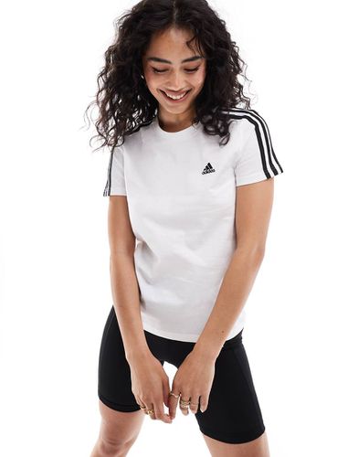 Essentials - T-shirt bianca slim con 3 strisce - adidas performance - Modalova