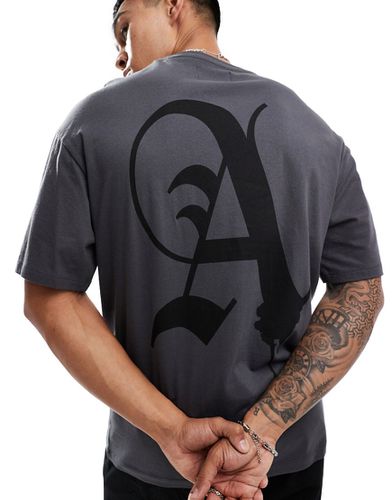 T-shirt oversize grigia con stampa "A" sul retro - ADPT - Modalova