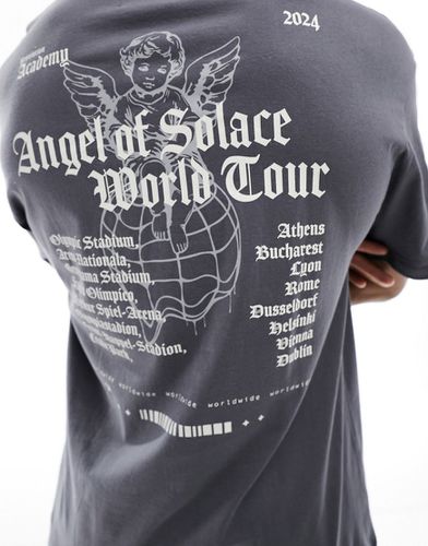 T-shirt oversize scuro con stampa "Angel of Solace" sul retro - ADPT - Modalova