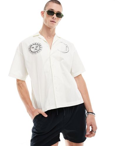 Camicia oversize con stampe di sole e luna e rever - ADPT - Modalova