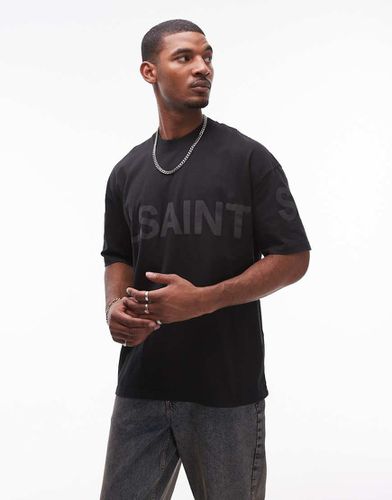 Biggy - T-shirt nera con logo tono su tono - AllSaints - Modalova