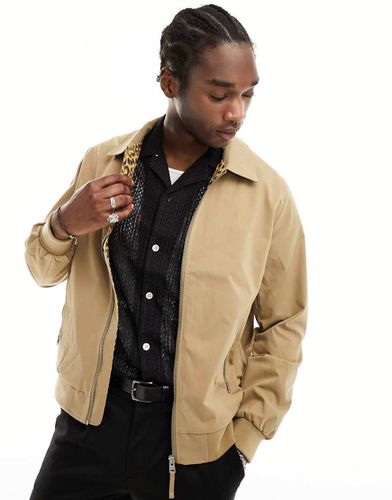 Randall - Giacca harrington beige con zip e fodera leopardata - AllSaints - Modalova