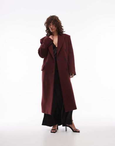 Cappotto lungo doppiopetto in misto lana bordeaux scuro - Arket - Modalova