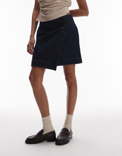 Mini-jupe portefeuille en jean - Bleu foncé délavé - Arket - Modalova