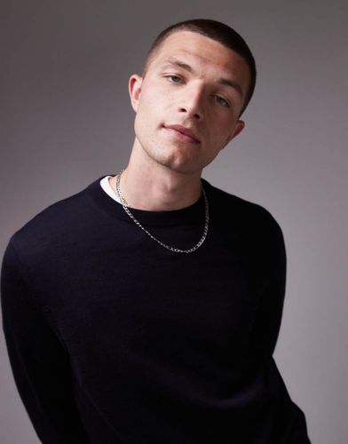 Pull ras de cou en laine mérinos - foncé - Arket - Modalova