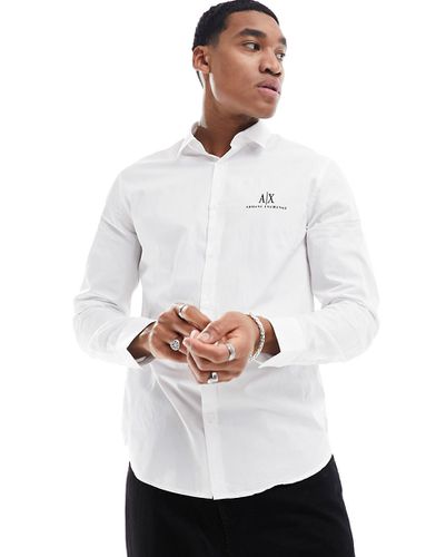 Camicia vestibilità classica bianca con logo piccolo - Armani Exchange - Modalova