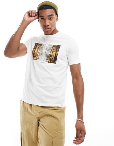 T-shirt sporco con riquadro con stampa fotografica e logo - Armani Exchange - Modalova