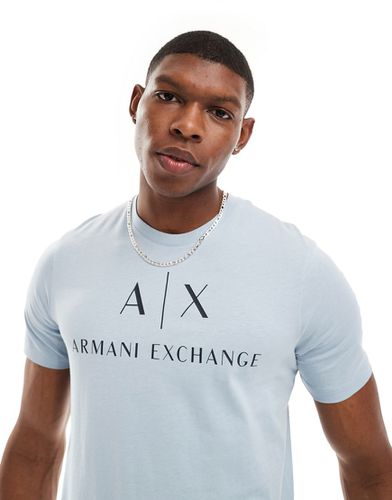 T-shirt slim fit azzurra con logo sul petto - Armani Exchange - Modalova