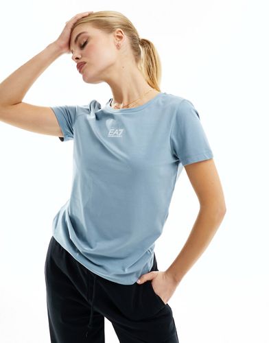 Armani - - T-shirt azzurra con logo centrale - EA7 - Modalova